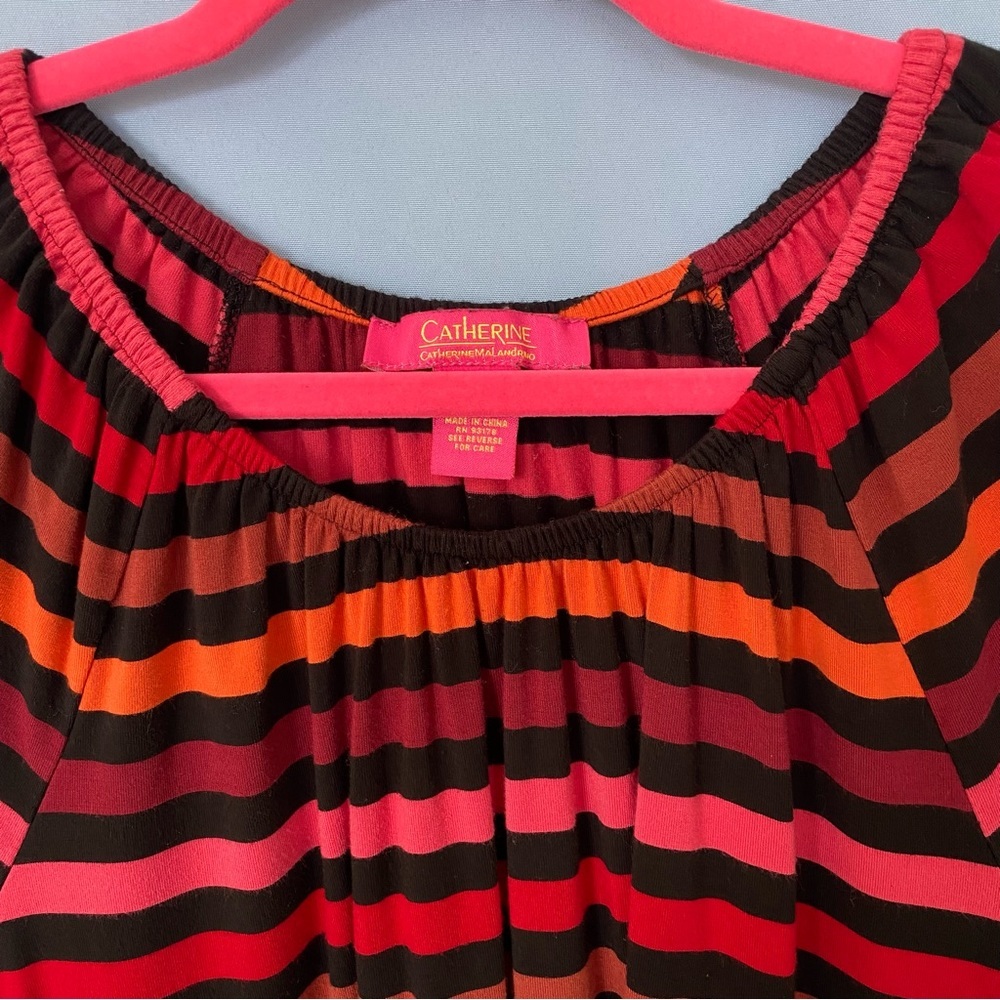 Catherine Malandrino Top Size Small Bright Striped Short Sleeve colorful - Picture 3 of 9